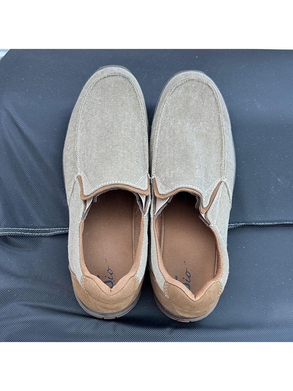 SIO Mens Casual Tan/Brown Slip-On Loafers Fabric upper contrasting heal patch 12